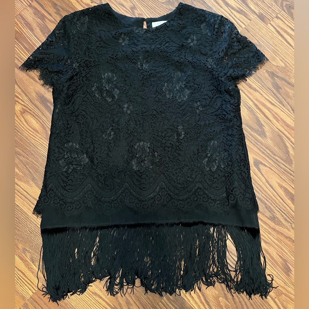 Artelier Nicole Miller Lace Top with Fringe